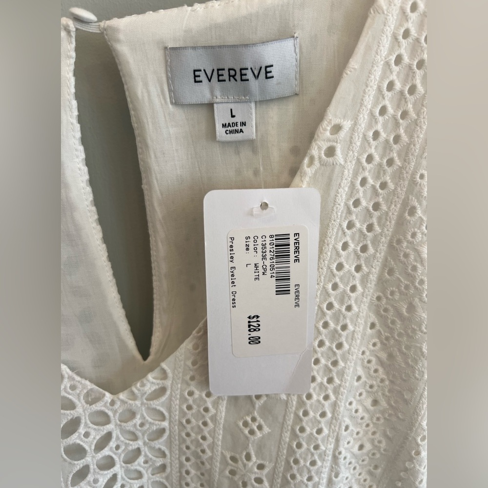 Evereve women’s White “Presley Eyelet Dress” L - Picture 4 of 5
